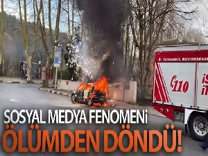 İstanbul'da sosyal medya fenomeni Uras Benlioğlu'nun aracı alev alev yandı