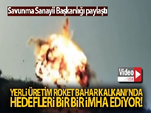 Yerli üretim roket Bahar Kalkanı'nda hedefleri imha ediyor
