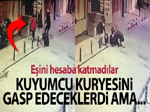 Kuyumcu kuryesine gasp girişimi; Kocasını gaspçılardan kurtardı