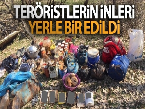 Teröristlerin inleri yerle bir edildi