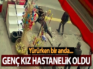 Yürürken zincire takılan genç kız hastanelik oldu