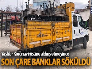 Yaşlılar Korona virüsüne aldırış etmeyince banklar söküldü