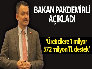 Üreticilere 1 milyar 572 milyon 500 bin lira tarımsal destek verilecek