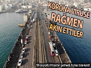 Olta balıkçıları korona virüse rağmen Tarihi Galata Köprüsü'nde