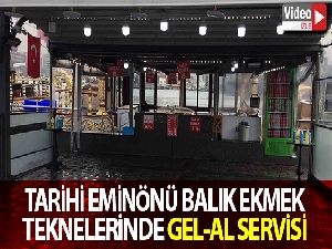 Tarihi Eminönü balık ekmek tekneleri de gel-al servise döndü