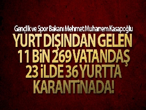 Yurt dışından gelen 11 bin 269 vatandaş 23 ilde KYK yurtlarında karantina altında