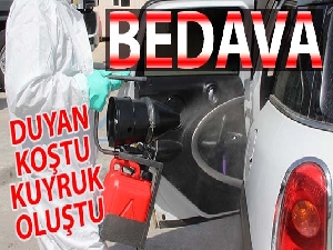 Bedava araç dezenfektesine akın ettiler