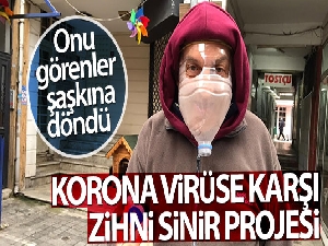 Kadıköy'de esnaf korona virüse karşı pet şişeden maske yaptı