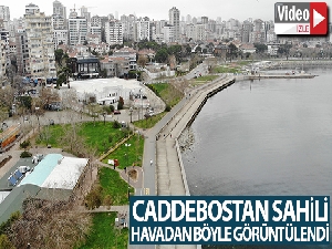 Korona virüs nedeniyle boş kalan Caddebostan Sahili havadan görüntülendi