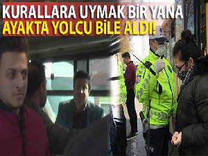Kurallara uymak bir yana ayakta yolcu bile aldı!