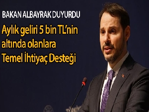 Bakan Albayrak: 'Aylık 5 bin TL'nin altında geliri olan tüm vatandaşlar için Temel İhtiyaç Desteği'ni devreye aldık'
