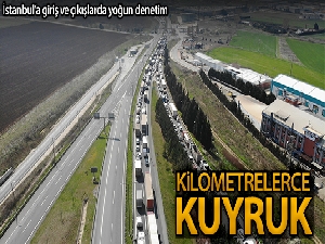 Silivri D-100 Karayolu'nda oluşan kilometrelerce kuyruk drone ile havadan görüntülendi