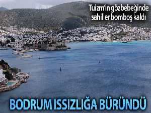 Bodrum'un boş sahilleri, sokaklar havadan görüntülendi