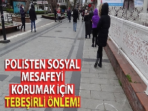 Polisten sosyal mesafeyi korumak için tebeşirli önlem