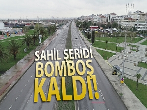 Korona virüs nedeniyle boş kalan Anadolu Yakası sahil şeridi havadan görüntülendi