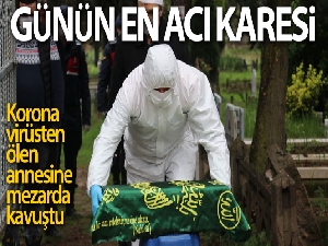 Küçük bebek korona virüsten ölen annesine mezarda kavuştu