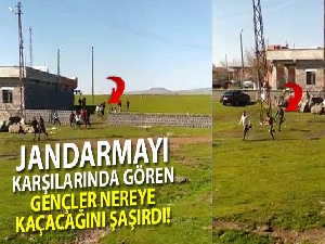 Jandarmayı karşılarında gören gençler nereye kaçacağını şaşırdı