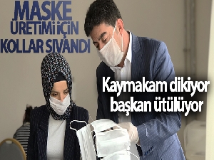 Maske üretimi için kollar sıvandı: Kaymakam dikiyor, başkan ütülüyor