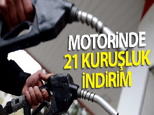 Motorinde 21 kuruşluk indirim