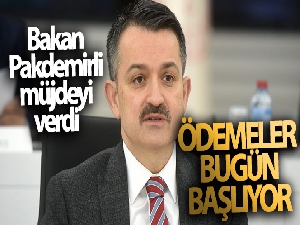 Bakan Pakdemirli müjdeyi verdi! Ödemeler bugün başlıyor