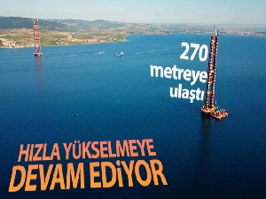 Çanakkale Boğaz Köprüsü'nün kuleleri 270 metreye ulaştı