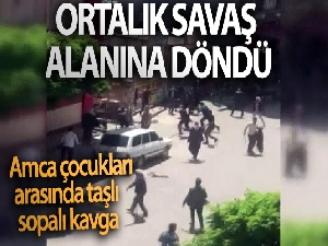 Amca çocukları arasında taşlı sopalı arazi kavgası