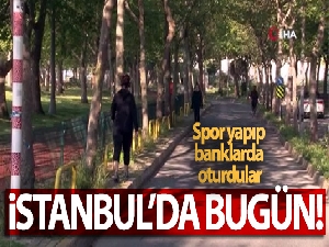 Sahilde spor yaptılar, banklara oturup sohbet ettiler