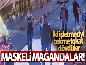Esenler'de maskeli magandalar, iki işletmeciyi tekme tokat dövdüler
