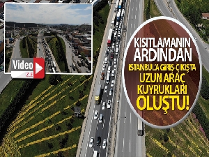 Kısıtlamanın ardından Tuzla'da İstanbul'a giriş - çıkışta uzun araç kuyruğu
