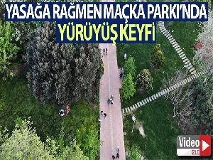 Yasağa rağmen Maçka Parkı'na giden vatandaşların yoğunluğu havadan görüntülendi