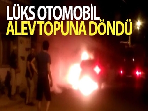 Lüks otomobil alev topuna döndü