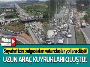 Bayram seyahati nedeniyle E-5'te oluşan kilometrelerce araç kuyruğu havadan görüntülendi
