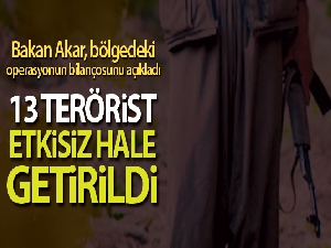 Haftanin, Zap, Hakurk ve Gara bölgelerinde 13 terörist etkisiz hale getirildi