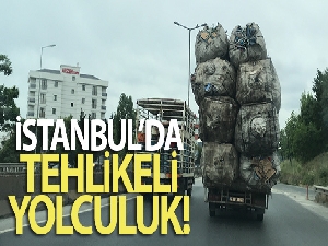 İstanbul'da yük sınırını aşan kamyonetin tehlikeli yolculuğu kamerada