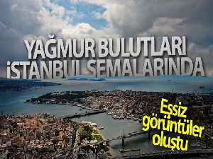 Yağmur bulutlarının eşsiz manzarası havadan görüntülendi
