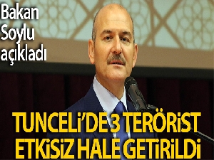 Bakan Soylu: 'Tunceli'de 3 terörist etkisiz hale getirildi'