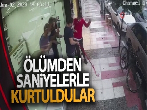 Çatıdan düşen beton parçalarından saniyelerle kurtuldular