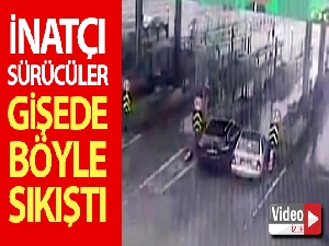 İstanbul'da inatçı sürücülerin gişede sıkıştığı kaza kamerada