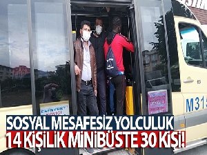 14 kişilik minibüste 30 kişi! Sosyal mesafesiz yolculuk