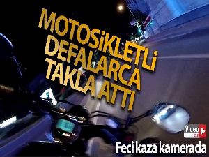 Şişli'de motosikletlinin takla attığı feci kaza kamerada