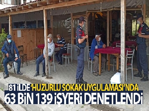 81 ilde 'Huzurlu Sokak Uygulaması'nda 63 bin 139 iş yeri denetlendi
