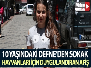10 yaşındaki Defne'den sokak hayvanları için duygulandıran afiş
