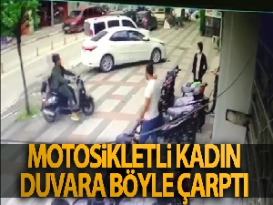 Duvara çarpan motosikletli kadın yaralandı
