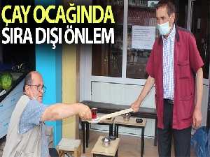 Çay Ocağında korona virüse karşı sıra dışı önlem