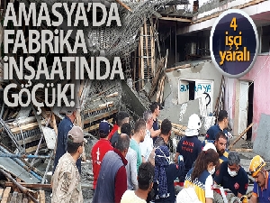 Amasya'da fabrika inşaatında göçük