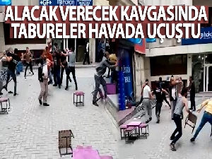 Alacak verecek kavgasında tabureler havada uçuştu