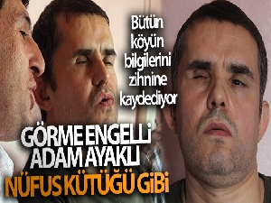 Görme engelli adam ayaklı nüfus kütüğü gibi