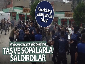 Bursa'da kaçak bina yıkımında olaylar çıktı