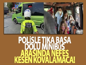 İstanbul'da polisle tıka basa dolu minibüs arasında nefes kesen kovalamaca kamerada