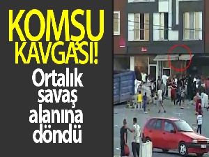 Sandalyelerin havada uçuştuğu komşu kavgası kamerada